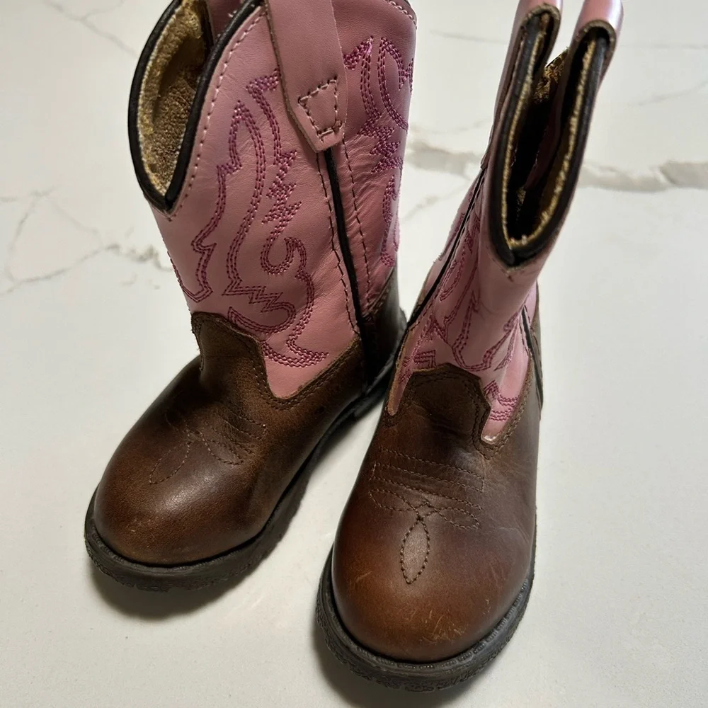 Kids Cowboy Western Boots New With Brown and Pink Size 5